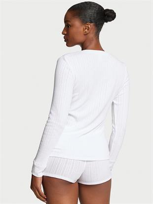 Henley Pointelle Kısa Şortlu Pijama Takımı