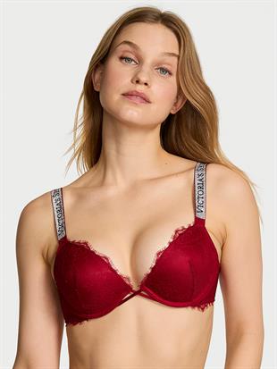 Işıltılı Askılı Dantelli Push-Up Sütyen