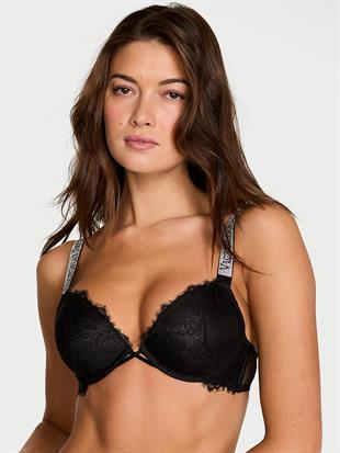 Işıltılı Askılı Dantelli Push-Up Sütyen