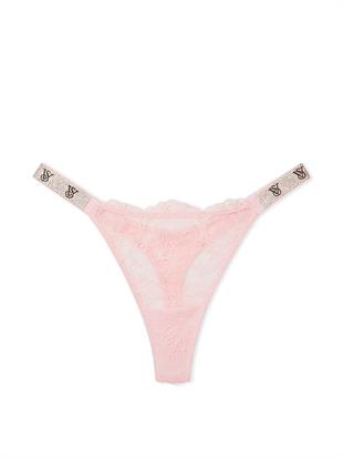 Işıltılı Askılı Dantelli Tanga