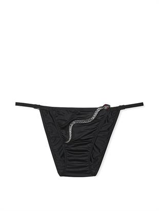 Işıltılı Yılan işlemeli Ayarlanabilir String Bikini Külot