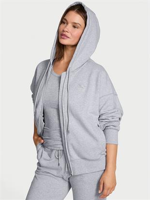 Klasik Fermuarlı Kapüşonlu Sweatshirt
