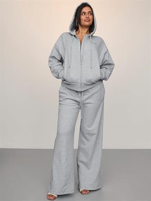 Klasik Fermuarlı Kapüşonlu Sweatshirt