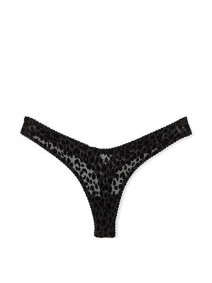 Leopar Desenli Derin Bacak Kesim Tanga