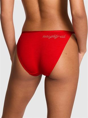 Logolu Pamuklu Askılı Bikini Külotu