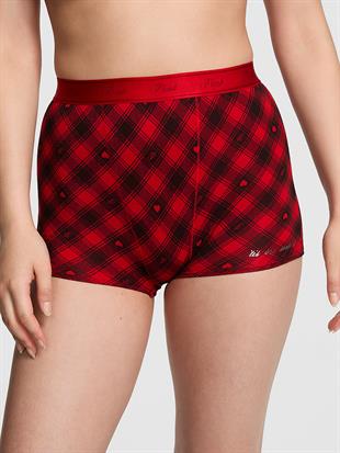 Logolu Pamuklu Yüksek Bel Boyshort Külot