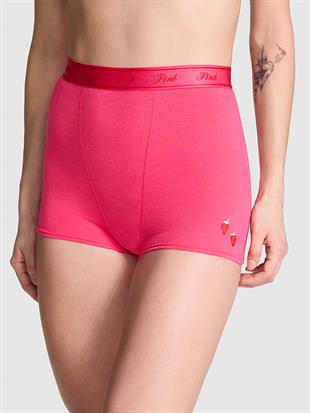 Logolu Pamuklu Yüksek Bel Boyshort Külot