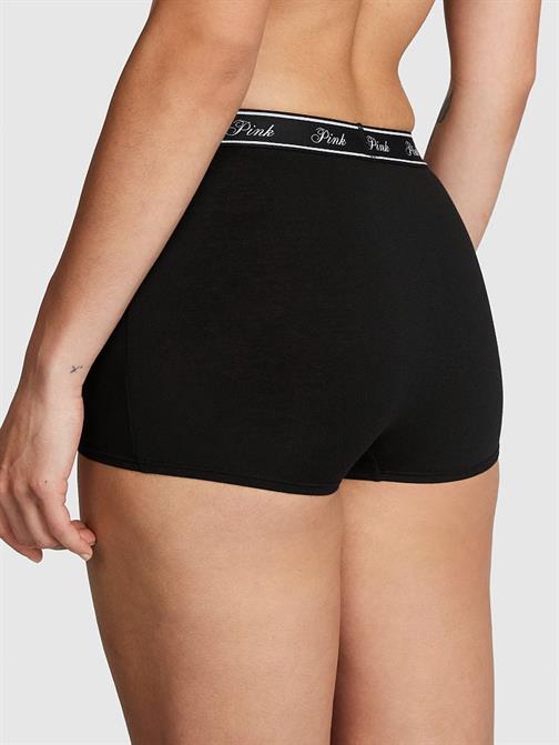 Logolu Pamuklu Yüksek Bel Boyshort Külot