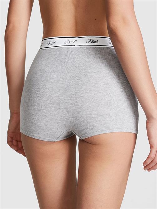 Logolu Pamuklu Yüksek Bel Boyshort Külot