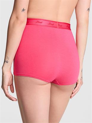 Logolu Pamuklu Yüksek Bel Boyshort Külot