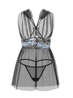 Orkide İşlemeli Babydoll Takımı