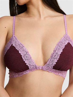Pamuklu Dantel Kenarlı Önden Kapanan Üçgen Bralet