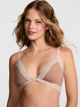 Pamuklu Dantel Kenarlı Önden Kapanan Üçgen Bralet