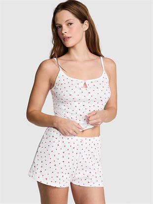 Pamuklu Kalp Detaylı Şort Pijama