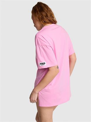 Pamuklu Oversize Yırtmaç Detaylı Uyku Tişörtü