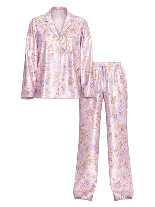 Parlak Saten Uzun Pijama Takımı
