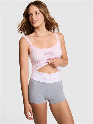 PINK x LoveShackFancy Beli Katlanabilen Mini Şort