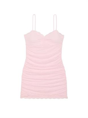PINK x LoveShackFancy Büzgülü Mini Elbise