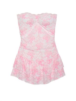 PINK x LoveShackFancy Büzgülü Mini Elbise