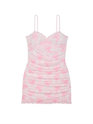 PINK x LoveShackFancy Büzgülü Mini Elbise