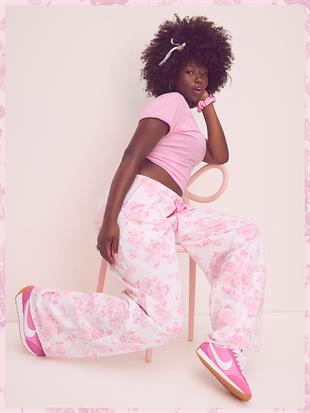 PINK x LoveShackFancy Geniş Paça Eşofman Altı