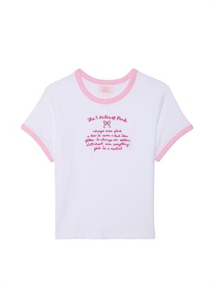 PINK x LoveShackFancy Retro Pamuklu Tişört