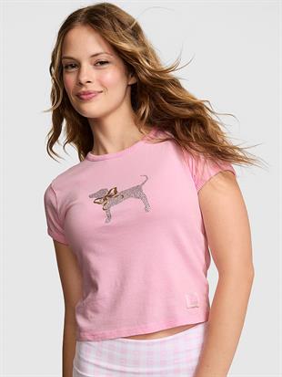 PINK x LoveShackFancy Retro Pamuklu Tişört