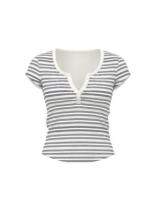 Ribanalı Henley Tişört