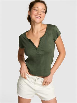 Ribanalı Henley Tişört