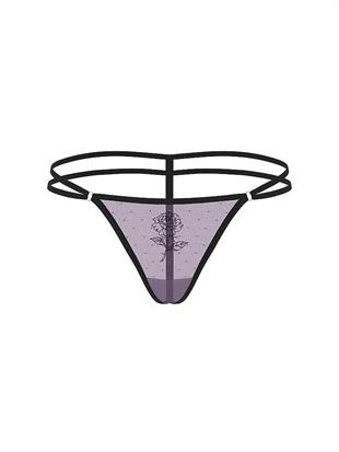 Romantik İşlemeli V-String Külot