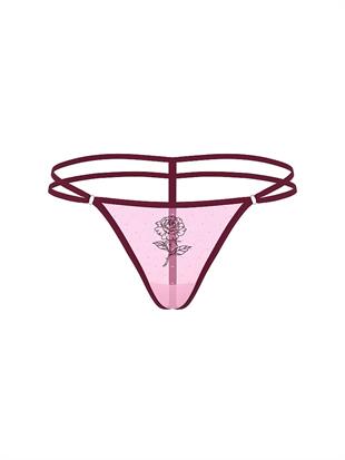 Romantik İşlemeli V-String Külot
