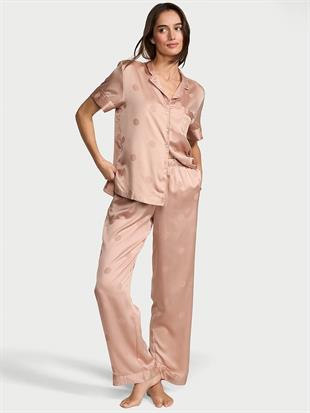 Saten Kısa Kollu Pijama Takımı