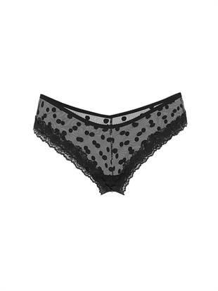 Tül Puantiyeli Dantelli Cheeky Külot