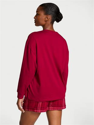 Uzun Kollu Tişört Şort Flannel Pijama Takımı