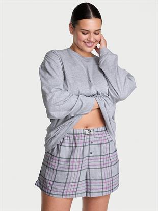 Uzun Kollu Tişört Şort Flannel Pijama Takımı