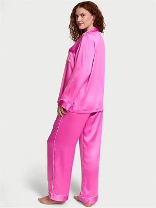 Victorias Secret Fashion Show 24 Parlak Saten Uzun Pijama Takımı
