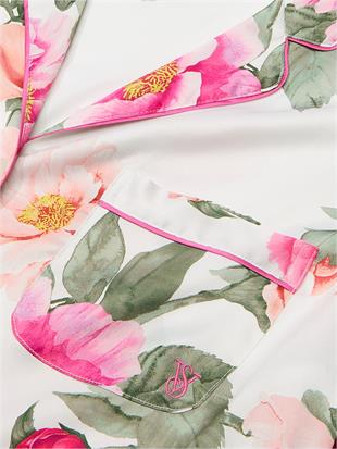 Victorias Secret Fashion Show 24 Parlak Saten Uzun Pijama Takımı