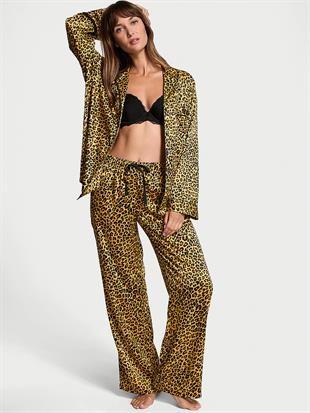 Victorias Secret Fashion Show 24 Parlak Saten Uzun Pijama Takımı