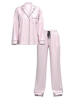 Victorias Secret Fashion Show 25 Parlak Saten Uzun Pijama Takımı