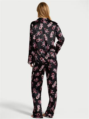 Parlak Saten Uzun Pijama Takımı