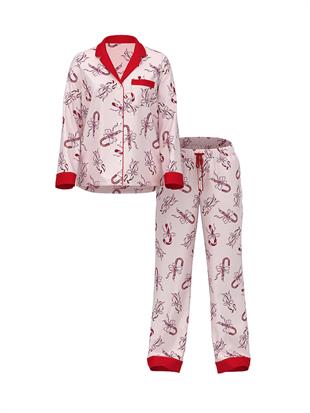 Parlak Saten Uzun Pijama Takımı