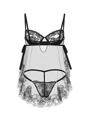 Wicked Desteksiz Şifon Dantelli Babydoll Takımı