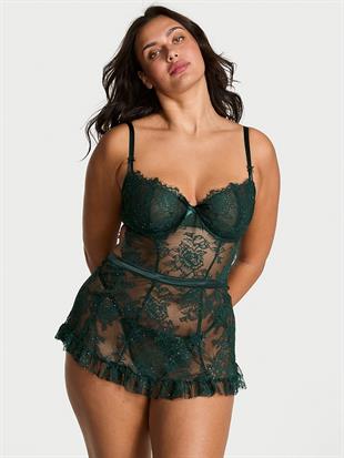 Wicked Işıltılı Dantelli Desteksiz Teddy