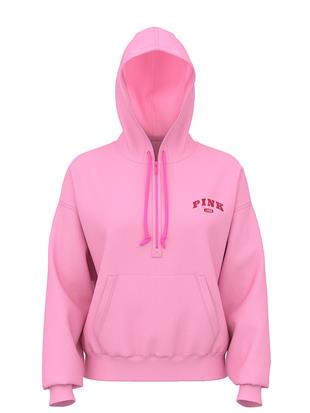 Yarım Fermuarlı Kapüşonlu Sweatshirt