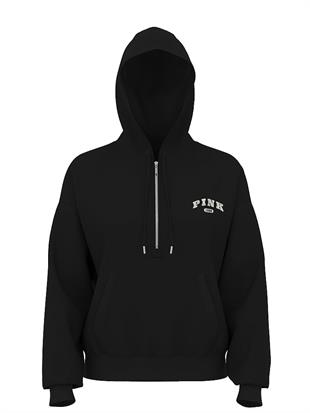 Yarım Fermuarlı Kapüşonlu Sweatshirt