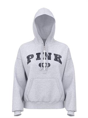 Yarım Fermuarlı Kapüşonlu Sweatshirt