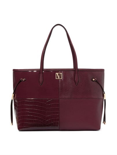 The Victoria Bordeaux Patchwork Carryall Tote Omuz Çantası