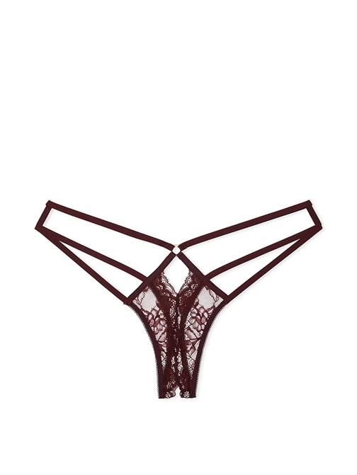Gül Dantelli Crotchless Tanga