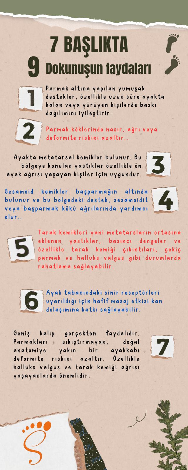 7 Başlıkta 9 Dokunuşun Faydaları infografiği