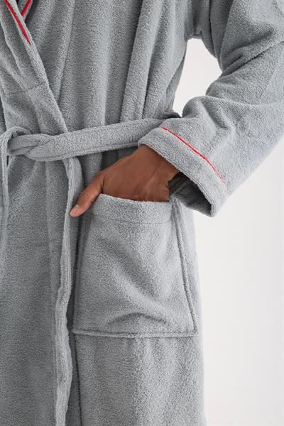 Be-0157-Gry  %100 Pamuk Gri Bornoz